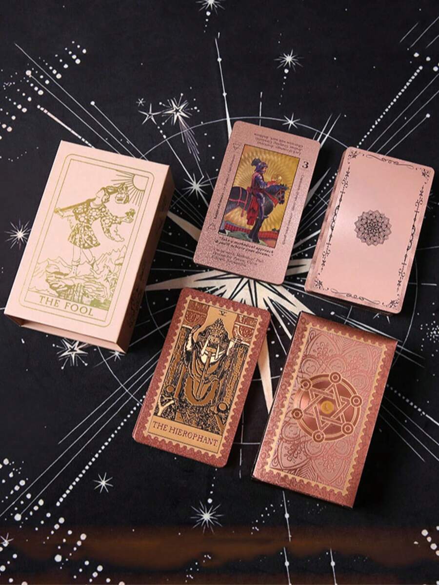 Set Kartu Tarot Foil Emas, Kartu Tarot Rider-Waite Klasik Tahan Air PVC Tahan Lama, Kartu Ramalan Nasib dengan Buku Panduan, Cocok untuk Latihan Tarot Pemula, Permainan Pesta, Koleksi Alat Peraga Ramalan, dan Hadiah. - MultiWarna - View 1
