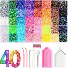 40 Colors Jelly Resin Flat Back Rhinestone Luxury Set, 30,000pcs Resin Rhinestones With DIY Full Accessories Kit, Handmade DIY Material Pack For DIY Hats, Water Cup Rhinestone Decoration, Diamond Painting, Versatile Use - Multi-color a - View 2