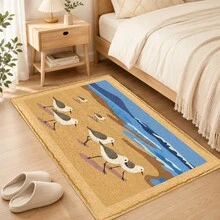 1pc Beach Water Bird Pattern Printed Faux Cashmere Kitchen Mat, Absorbent Kitchen Rug, Kitchen Carpet, Long Runner Mat, Sink Front Mat, Suitable For Kitchen, Bathroom, Entryway, Hallway, Laundry Room And Home Decor - Multicolor - View 9