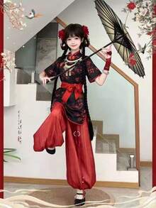 インフルエンサー ばくはつ金 末の妹 漢服 中華娘 料理番の娘 COSブラックブルー チャイナドレス 江湖（こうこ） 武侠風ハロウィン 仮装スカート制服halloween costumes for women漢服漢服仮装ハロウィン - AA - チェックする 11
