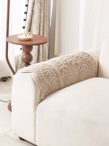 1 Piece Faux Rabbit Fur Plush Embossed Jacquard Sofa Cushion, Non‑Slip Wear‑Resistant Scalloped Edge Sofa Protector Mat, Pet‑Friendly Sofa Slip Pad For Home Living Room - Khaki - View 6