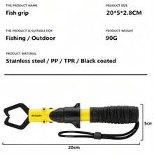 Outdoor Fishing Pliers & Fish Grip Set, Line Cutter, Ring Opener, Plastic Fish Grip, Stainless Steel Fishing Pliers With Rope And Oxford Bag - Yellow - View 3