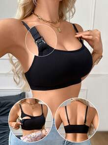 Seamless Wire-Free Maternity Nursing Bra - Removable Pads And Adjustable Straps - Black - View 1