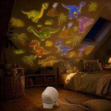 LED Dynamic Dinosaur Projection Light, USB Plug-In Night Light, 360° Adjustable Angle, Whole Room Dinosaur Projection Light, Suitable For Living Room, Party Decoration, Birthday Gift, Christmas Decoration Light - White - View 4