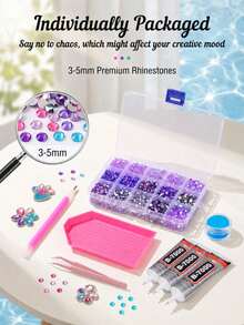 Rhinestone Set, Includes B7000 Glue And Diamond Painting Pen, Flat Back Gemstone DIY Fashion Accessories - View 2