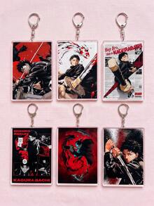 1Pc/6Pcs Kagurabachi Theme Acrylic Keychains, Featuring Classic Battle Poses And Manga Cover Designs, Fashionable Bag Charms, Suitable For Back To School, Gift For Anime Fans, Exquisite Collection, All Seasons - Multicolor - View 5