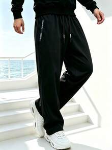 Men's Outdoor Sports Pants With Drawstring Adjustable Waist, Suitable For Outdoor Sports, Street Activities And Daily Commute Black - Black - View 2