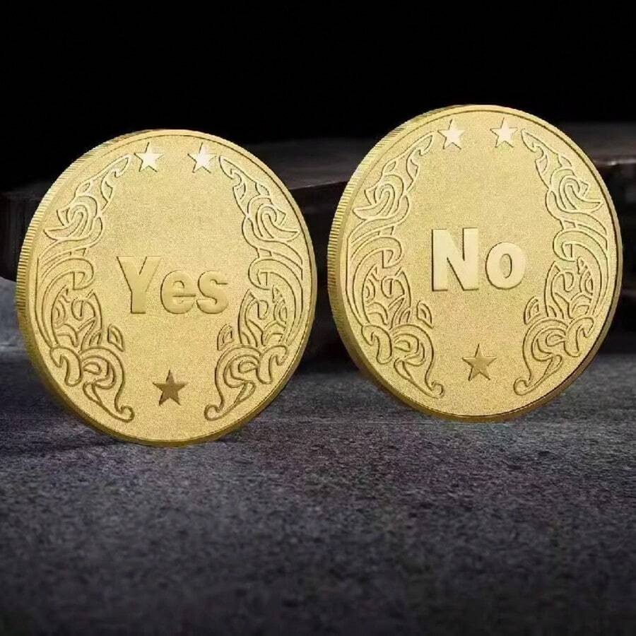 YES NO Coin Flip Decision Maker Toy, Funny Choice Making Coin, Lucky Wish Token, Creative Novelty Gift For Friends, Party Favor, Desk Decoration Collectible - Multicolor - View 1