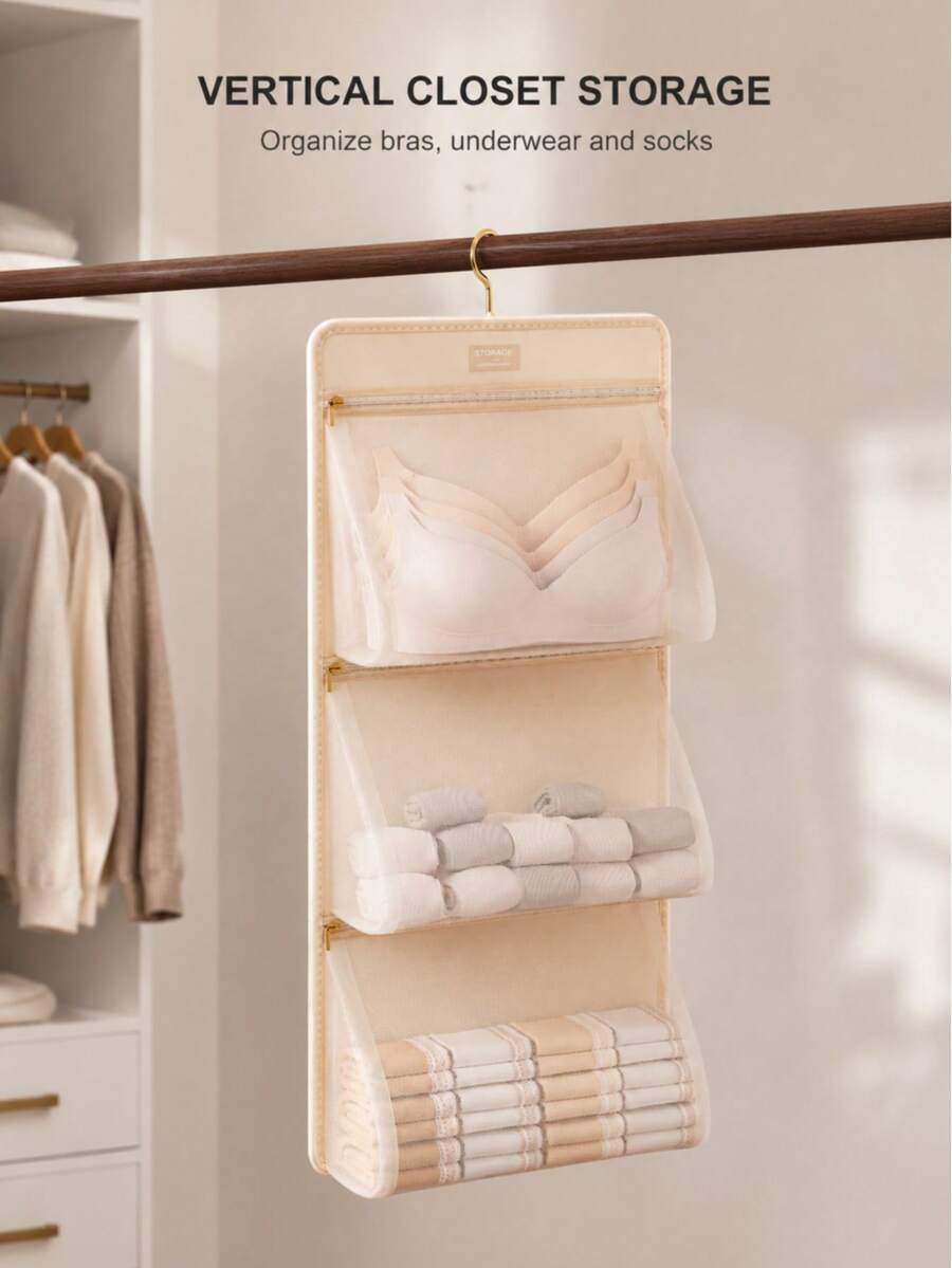 Student Dorm Bedside Storage Rack Hanging Wardrobe Organizer Bag For Underwear, Socks, Door Back Hanging Storage Bag - Multicolor - View 1
