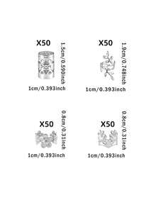 50个/套 复古花朵装饰发圈 - 时尚发夹，适合女性和女孩 - 发饰，编织发饰 - 銀色 - 查看 12