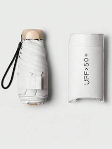 1pc Lightweight Portable Travel Umbrella, Waterproof Design, Manual Open/Close, 6 Reinforced Ribs, UV Protection, Unisex (Due To Batch Differences, Umbrella Fabric Material, Rib Color, English Letter Pattern Design, Button Shape And Rib Color Combination Are Random, Please Understand The Inconvenience Caused). Spring/Summer Selection, Bridesmaid Gift, Room Decor, Bedroom Decor, Beach Travel, Suitable For Men And Women - Multiple Styles - View 10