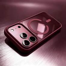 1pc Hadaasi Cherry Red 2-In-1 Magnetic Phone Case, Compatible With Apple 18pro/18promax/17e/17 Pro Max 16 15 14 13 12 11 Plus ProMax, Smooth Matte Soft Edge Transparent Hard PC Back Shell, 1.2MM Raised Screen Bezel & 2.5MM Lens Protection, Anti-Fingerprint Anti-Stain Shockproof Wireless Charging Slim Protective Case, Compatible With Samsung Galaxy S26Ultra/S26Plus/S26Fe/A57A18/A56/A37 - Cherry Red - View 3