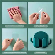 No-Drill Self-Adhesive Wall Phone Holder,Suitable For Phones, Remote Controls And Small Accessories, Minimalist Wall Storage Rack, Suitable For Bedroom,Kitchen And Living Room, No-Drill Adhesive Multi-Function Wall-Mounted Remote Control Storage Box - Multicolor - View 7