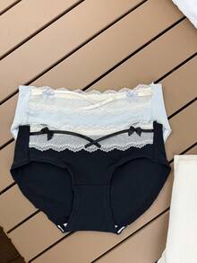 4pcs/Set French Sweet Lace Bow Frill Trim Women's Triangle Panties - Multicolor - View 5