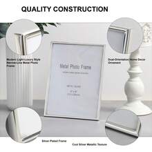 2pcs Silver Plated Metal Glass Photo Frames, European Minimalist Thin Edge INS Style, 4*6 5*7 8*10 Inches, Desktop Home Decor, Horizontal And Vertical Placement - 2pcs - View 5