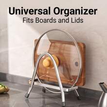 1pc/2pcs 2 Styles Available, Adjustable Thickness Cutting Board Rack, Vertical Countertop Cutting Board & Pot Lid Holder, Kitchen Storage Rack, Cutting Board Drain Rack, Daily Home Essential, Kitchen Helper - Silver - View 2