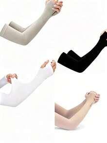 Random/Pair Unisex Compression Arm Sleeves, Suitable For Golf, Basketball, Cycling, Fishing, Driving, Running, Rowing, Gardening - Solid Color - View 16