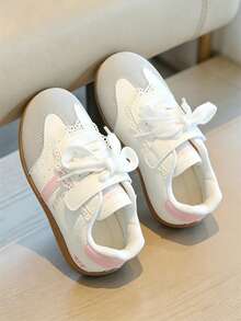 1 Pair Pink Kids' Sports Shoes, Soft Non-Slip Sole, Fashionable , Versatile For All-Season Outdoor Wear - Pink - View 2