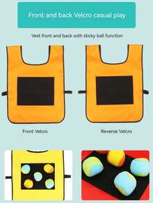 1 Set Rompi Lengket & Bola Lengket untuk Anak-Anak, Mainan Interaktif Orang Tua-Anak untuk Taman Kanak-kanak, Peralatan Latihan Melempar Target Lengket di Luar Ruangan, Cocok untuk Permainan Interaktif Multi-Pemain di Luar Ruangan untuk Anak-Anak (Warna Bola Acak) - MultiWarna - View 4