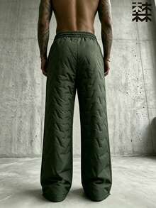 mulinsen Men's Winter Thick Fleece Lined Quilted Sweatpants, Windproof Durable, Straight Leg, Drawstring Elastic Waist - Army Green - View 5