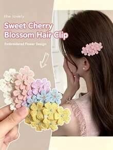 10/5pcs Embroidered Flower Hair Clips, Colorful Dopamine Hair Clips, Exquisite Hair Clips, Exquisite Headwear, Versatile For Daily Travel Use - Multicolor - View 1