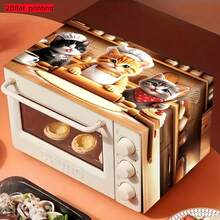 2D Flat 1pc Microwave Dust Cover, 3 Cute Cats Pattern Kitchen Appliance Dust Cover, 35 X 85 Cm Polyester Microwave Top Cover, Home Refrigerator Toaster Protective Cloth, Kitchen Decor - Multicolor - View 1