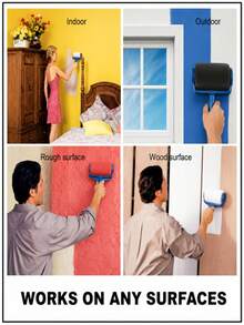 Multi-Function Roller Brush Set (1 Set) - Includes Roller Brush And 3-Section Extension Pole; High-Density Roller Brush Cover Ensures Even Application. Suitable For Latex Paint And Wall Paint, Easy To Operate. Perfect For Wall Repair And Living Room Painting. - Multiple Styles and Colors - View 5