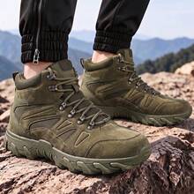 Sepatu Boots Kasual Pria Gaya Vintage Model Tinggi dengan Tali dan Sol Tebal, Tersedia Berbagai Pilihan Warna, Cocok untuk Perjalanan Sehari-hari - Hijau - View 10
