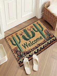 1pc Desert Cactus Pattern Bath Mat, Machine Washable, Suitable For Bathroom, Kitchen And Entryway, Daily Decoration, Creative Gift, Bathroom Mat, Cactus Design, Cactus Decor, Home Decor Carpet - B - View 6