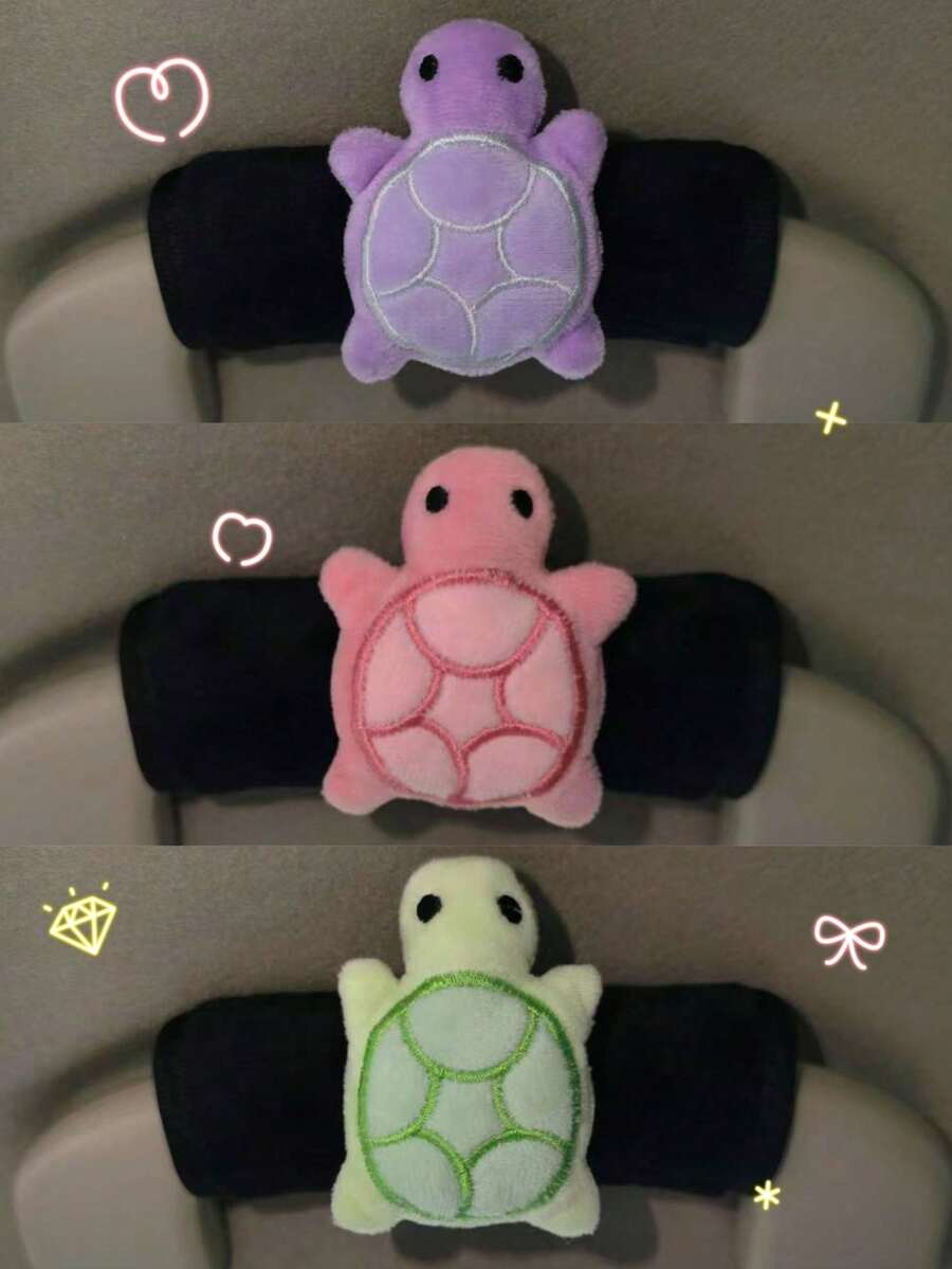 Cute Turtle Plush Car Roof Handle Cover Soft Grip Handle Protector Interior Decoration Accessory