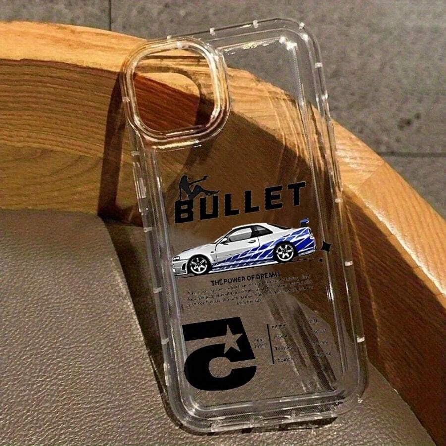 1PC Car Model Print Transparent Soft TPU Phone Case, Compatible With Apple 18 17 16 15 14 13 12 11 Plus Pro Max Series, Personalized Ins Style - Clear - View 1