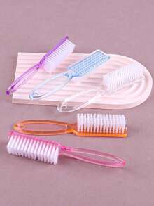 4 chiếc bàn chải làm sạch móng tay, bàn chải đa năng cán dài - Nhiều màu - Xem 4