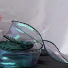 9m Fish Tail Organza Ribbon Reflective Iridescent Wavy Edge Ribbon For Gift Wrapping DIY Bows Bouquet Ribbon - A - View 7
