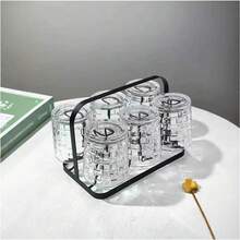 6-Piece Minimalist Transparent Glass Water Cup Set, Suitable For Home Use, Coffee Cups, Juice Cups, Whiskey Cups, Straight-Sided Textured Beverage Cups, Multiple Sizes Available, Party Table Cups. - SK002-2 (285ml) - View 5
