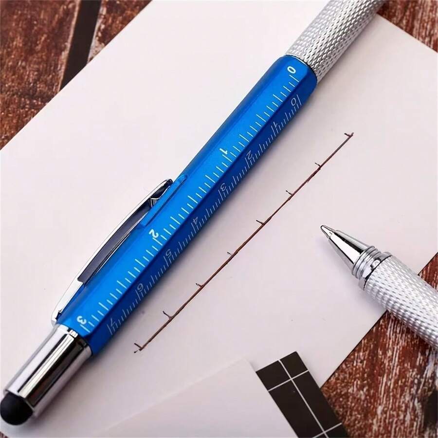 6-In-1 Pocket Genius Pen/Multi-Function Tool Set, Includes Level, Precision Screwdriver, Stylus And Ruler. Durable And Portable, Suitable For Phone Repair And Creative Work. Black. Adha Mubarak!