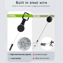 1pc Anti-Theft Retractable Phone Lanyard Black Polygon Carabiner Steel Wire Rope Outdoor Backpack Pendant Key Ring Anti-Loss Phone Tether With Belt Clip And Sliding Lock Suitable For Daily Office, Hiking, Travel, Skiing, Fishing - Casual Style - View 9