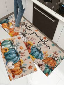 1/2pcs Thanksgiving Pumpkin Pattern, Vintage Diatomaceous Earth Mat, Super Absorbent, Non-Slip, Perfect For Bathroom, Kitchen And Dining Room, Quick Drying, Perfect Gift For Home Decor And Bathroom Mat, Thanksgiving Holiday Gift! - Multicolor - View 6