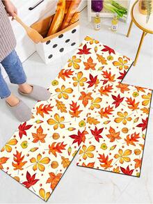 1/2pcs Thanksgiving Maple Leaf Pattern, Vintage Diatomaceous Earth Mat, Super Absorbent, Non-Slip, Perfect For Bathroom, Kitchen And Dining Room, Quick Dry, Perfect Gift For Home Decor And Bathroom Mat, Thanksgiving Holiday Gift! - Multicolor - View 5