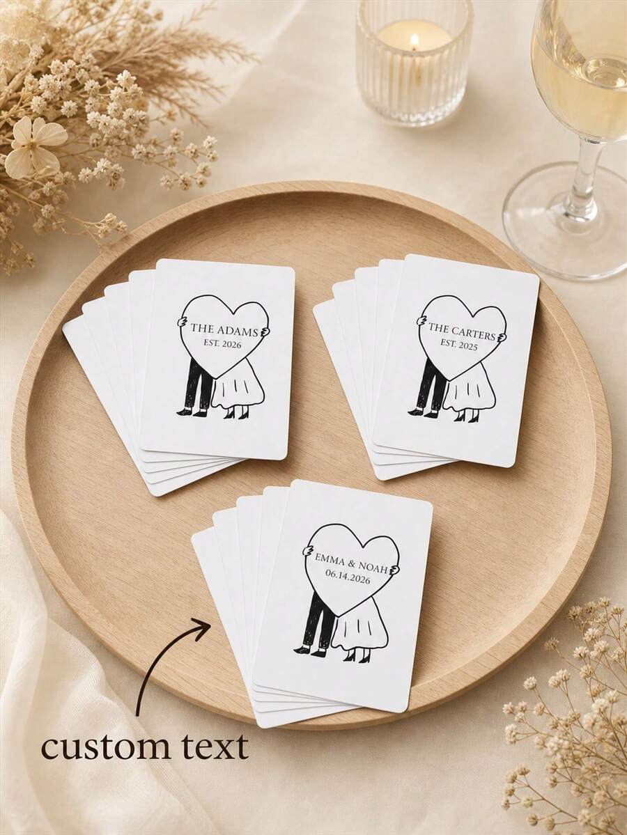 Custom Name And Date Playing Cards, Personalized Poker Deck With Line ...
