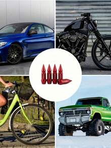 Tutup Katup Ban Logam Tahan Lama - Tutup Pelindung Debu Roda Anti Korosi Merah, Dengan Ujung Hitam dan Garis Logo Putih, Tutup yang Mudah Dipasang dan Kompatibel dengan Mur, Cocok untuk Mobil, Sepeda Motor (Motor/S/Radial) - MultiWarna - View 9