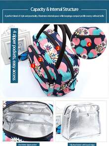 Women's Insulated Lunch Bag, Thickened Oxford Cloth Tote, Large Capacity For Office, Commute, Picnic, Polka Dot Pattern - View 9