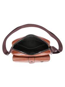 1pc Men's PU Crossbody Bag, Vintage Style Personal Item Storage Bag, Travel & Commute, Perfect Gift For Boyfriend - Crossbody Bag - View 5