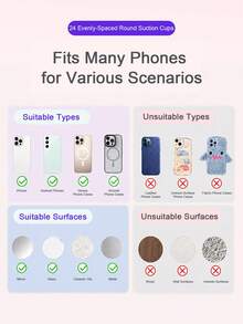 Portable Silicone Suction Cup Phone Stand With Mirror - Multi-Functional Hands-Free Selfie Stand, Strong Adsorption, Suitable For Makeup, Watching Videos, Office, Fitness, Shower And More, Compatible With Android Phones, Perfect Mother's Day And Birthday Gift, Fashionable Gift For Friends And Family, Girly Design, Back To School Gift - Multicolor - View 8