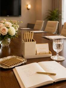 6pcs Luxury Gold Ballpoint Pens, Large Capacity Retractable Black Ink Pens, Smooth Writing, Suitable For Wedding Bridal Party, Business Office, Diary, Gift For Guests - A - View 3