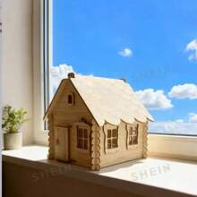 1pc Wooden Miniature House, DIY Assembly Required, Halloween, Christmas, Thanksgiving Gift, Garden Corner Plant Decoration - Multicolor - View 1