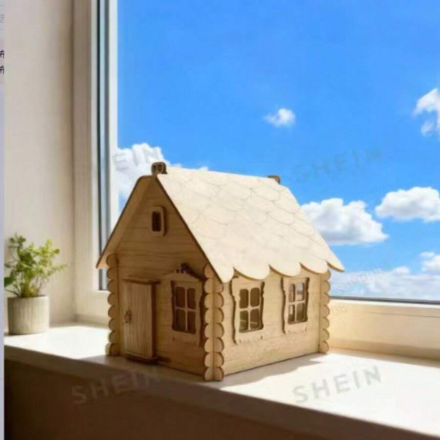 1pc Wooden Miniature House, DIY Assembly Required, Halloween, Christmas, Thanksgiving Gift, Garden Corner Plant Decoration - Multicolor - View 1
