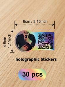 Custom QR Code Logo Individually Holographic Die Cut Stickers - Waterproof Decal Labels For Packaging, Customized Holographic QR Sticker, Personalized Stickers Decals Text Name Photo QR Code Sticker - Holographic - View 10