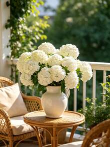 [Quantity] Pcs/Set 9.06 Inch Artificial Hydrangea Bouquet, Faux Hydrangea Stems, Suitable For Wedding Centerpieces, Home Decor (White) - Multicolor - View 8