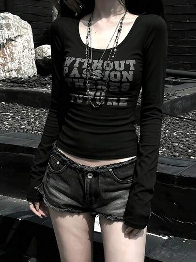 Hot Girl Style Long Sleeve T-Shirt Women's Spring/Autumn New Arrival Inner/Outer Wear Slimming Short Length Y2K Top
