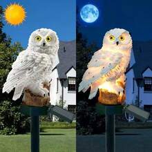Solar Powered Owl Lawn Light, Resin Realistic Craft Outdoor Glowing Decorative Light, Garden Landscape Light, Light-Control Sensor Ground Stake Light, Animal Model Landscape Light, Holiday Atmosphere Light - Resin Owl Lawn Light - View 8